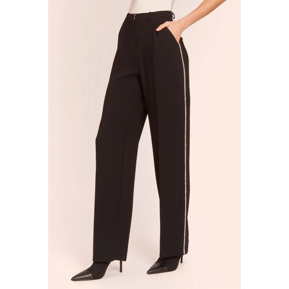 Amanda Uprichard Pleated Trousers Wallace Dress Pants Rhinestone Glam M NWT